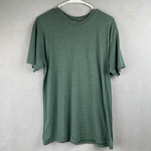 American Apparel The 50/50 Shirt Heather Green Combed Cotton T-Shirt USA Made L